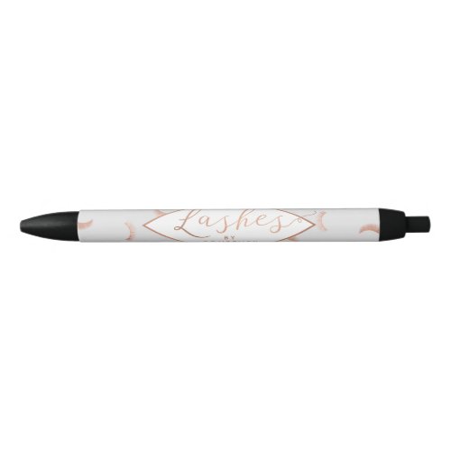 Lots of Lashes Pattern GrayRose Gold Personalized Black Ink Pen
