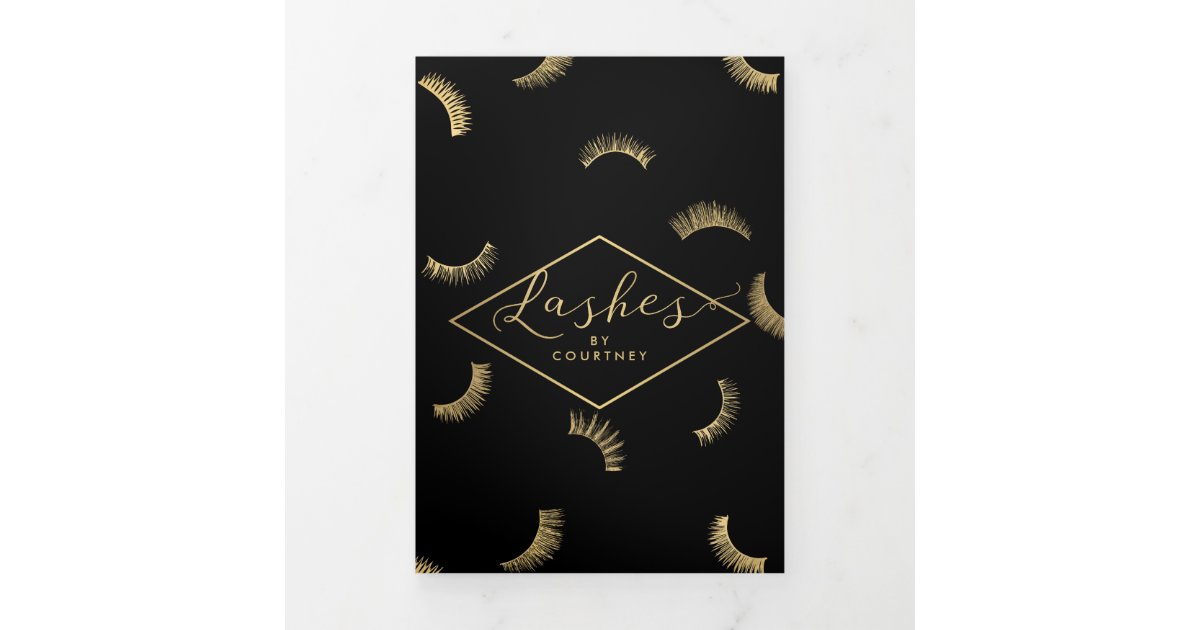 Lots of Lashes Pattern Lash Salon Black Brochure | Zazzle