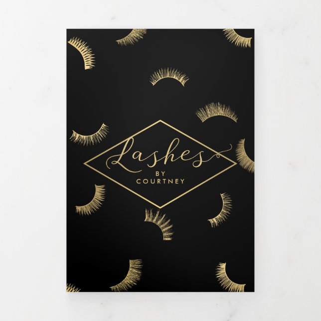 Lots of Lashes Pattern Lash Salon Black Brochure (Cover)