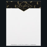 Lots of Lashes Pattern Lash Salon Black/Gold Letterhead<br><div class="desc">Coordinates with the Lots of Lashes Pattern Lash Salon Black/Gold Business Card Template by 1201AM. A fun assortment of eyelashes fills the top portion of this beauty-themed letterhead template. Faux gold graphical text spells out "Lashes" while your name is paired underneath for an instant logo. A unique design created for...</div>