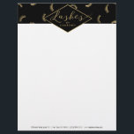Lots of Lashes Pattern Lash Salon Black/Gold Letterhead<br><div class="desc">Coordinates with the Lots of Lashes Pattern Lash Salon Black/Gold Business Card Template by 1201AM. A fun assortment of eyelashes fills the top portion of this beauty-themed letterhead template. Faux gold graphical text spells out "Lashes" while your name is paired underneath for an instant logo. A unique design created for...</div>