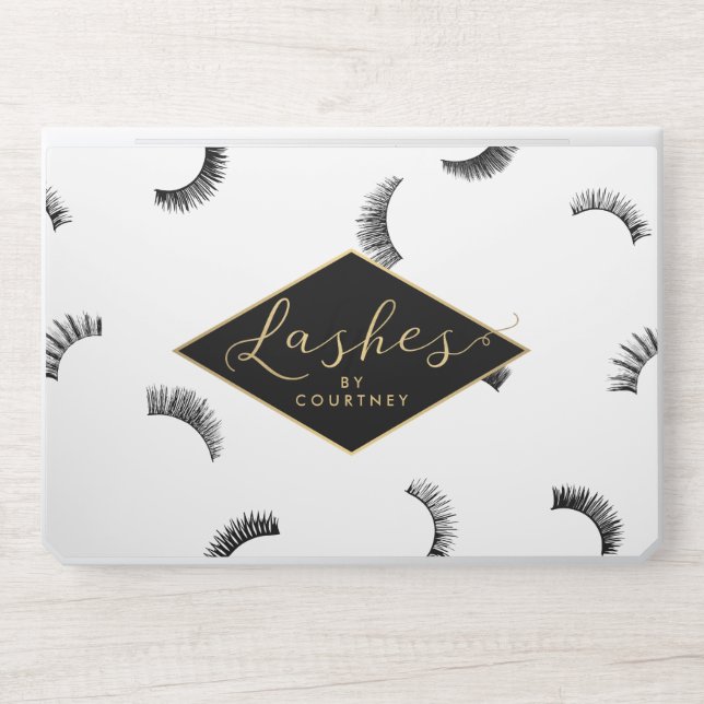 Lots of Lashes Pattern Lash Salon Logo HP Laptop Skin (Front)
