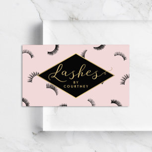 Lots of Lashes Pattern Lash Salon Pink/Black/Gold Business Card