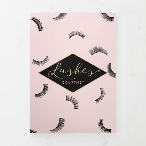 Lots of Lashes Pattern Lash Salon Pink Brochure | Zazzle