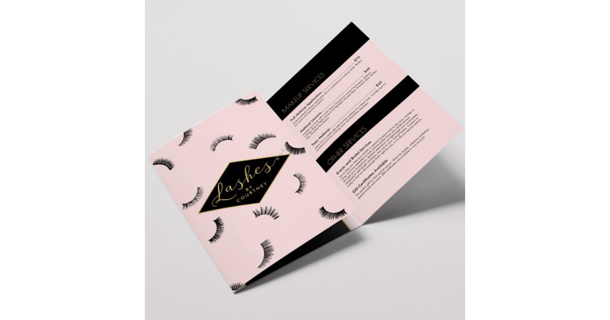 Lots of Lashes Pattern Lash Salon Pink Brochure | Zazzle