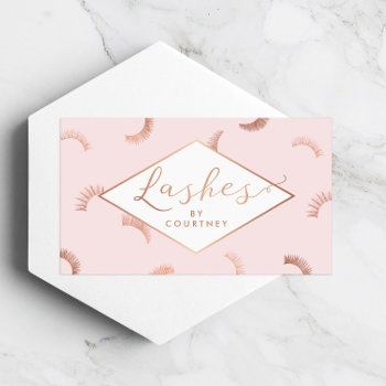 Lots Of Lashes Pattern Lash Salon Pink/rose Gold Business Card by 1201am at Zazzle