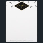 Lots of Lashes Pattern Lash Salon White/Black/Gold Letterhead<br><div class="desc">Coordinates with the Lots of Lashes Pattern Lash Salon White/Black/Gold Business Card Template by 1201AM. A fun assortment of eyelashes fills the top portion of this beauty-themed letterhead template. Faux gold graphical text spells out "Lashes" while your name is paired underneath for an instant logo. A unique design created for...</div>