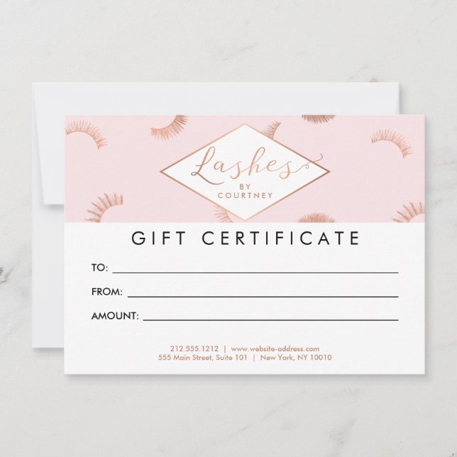 Lots of Lashes Pattern Pink/Rose Gold Gift Card (Front)