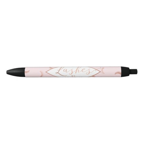 Lots of Lashes Pattern PinkRose Gold Personalized Black Ink Pen