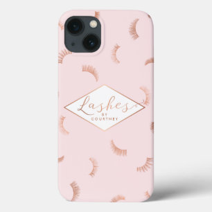 Lots of Lashes Pattern Pink/Rose Gold Personalized iPhone 13 Case