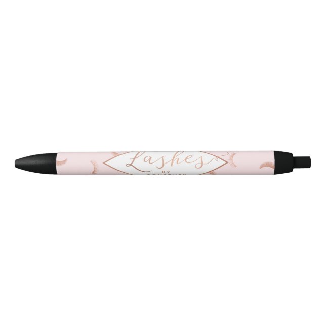 Lots of Lashes Pattern Pink/Rose Gold Personalized Pen (Front)