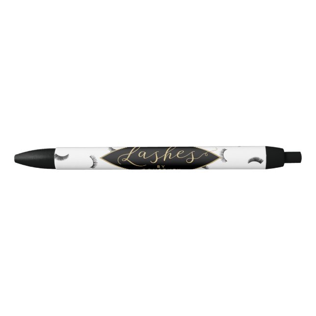 Lots of Lashes Pattern White/Black Personalized Pen (Front)