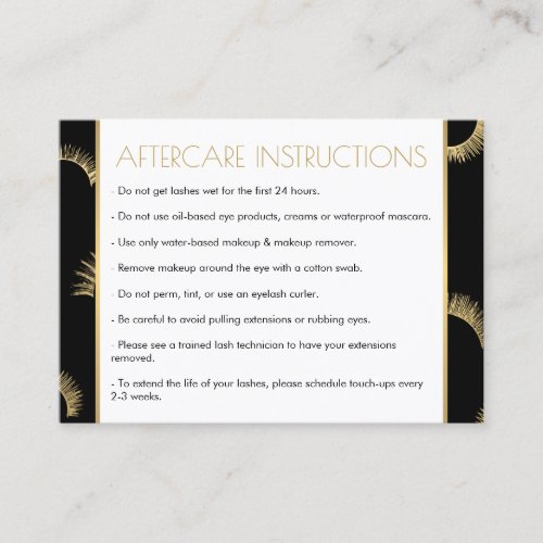 Lots of Lashes Salon BlackGold Aftercare Card