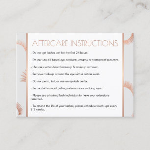 Lots of Lashes Salon Gray/Rose Gold Aftercare Card