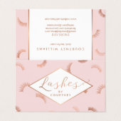 Lots of Lashes Salon Pink/Rose Gold Aftercare Business Card (Outside Unfolded)