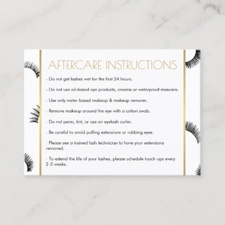 Lots Of Lashes Salon White/black Aftercare Card