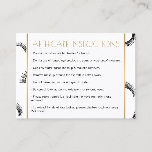 Lots of Lashes Salon WhiteBlack Aftercare Card