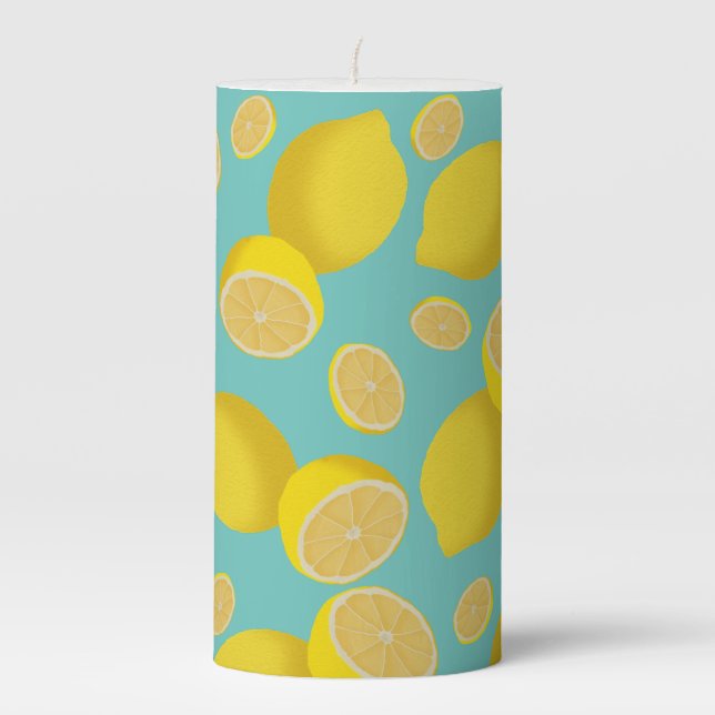 Lots Of Lemons Pillar Candle (Front)
