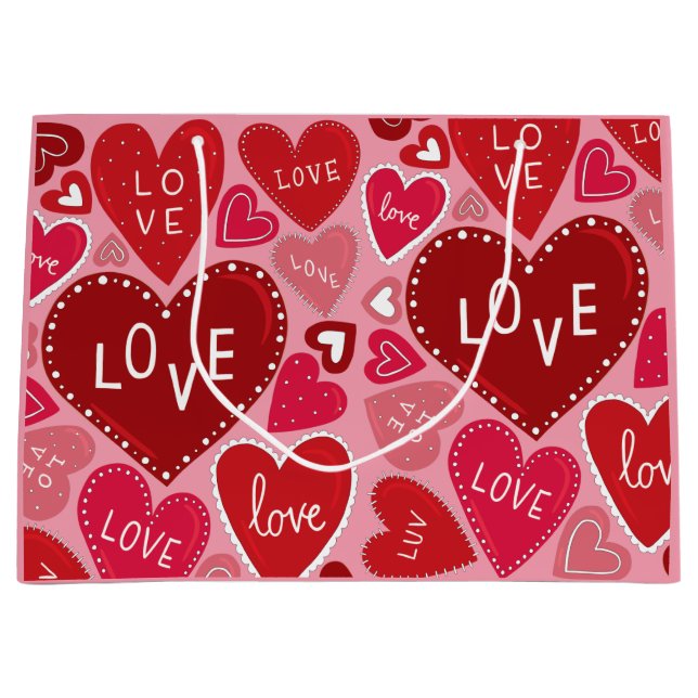 Lots of Love and Hearts Valentine Large Gift Bag (Front)