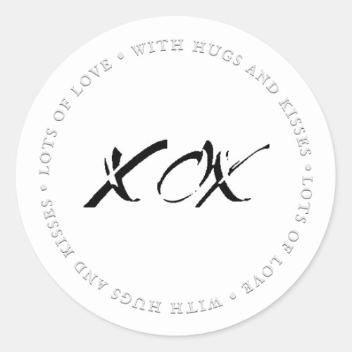 Lots of Love Faux Embossed Hearts and Hug  Classic Round Sticker