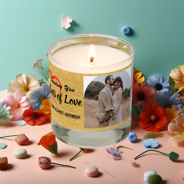 Lots of Love | Golden Personalized 3 Photos Scented Candle (Creator Uploaded)