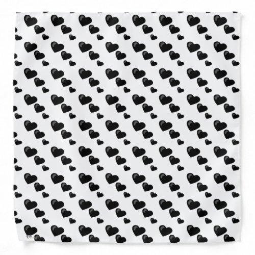 Lots of Love Heart Pattern Black Bandana