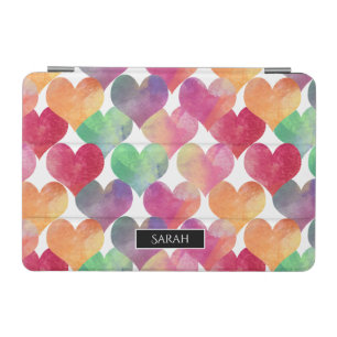 Lots of Love Hearts in Watercolor Personalised iPad Mini Cover