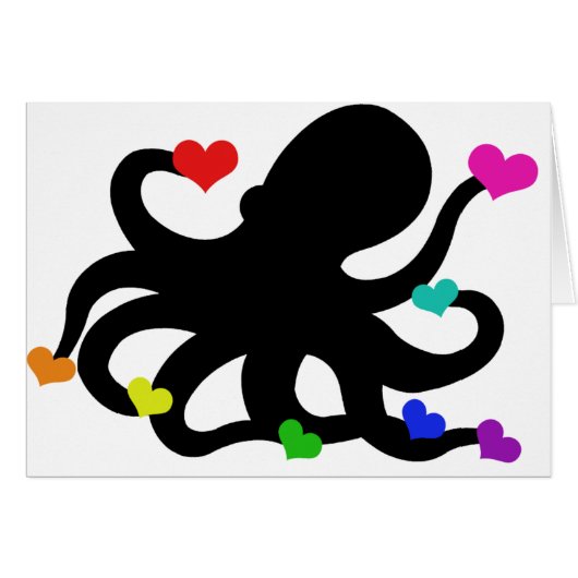 Lots of Love Hearts Octopus Art Design Cards (Front Horizontal)