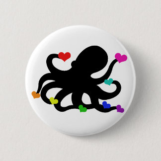 Lots of Love Hearts Octopus Art Design Pinback Button