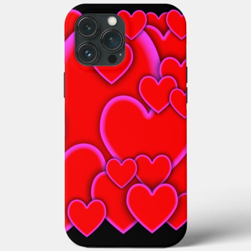 Lots of Love Hearts Romantic Bold Red Pink iPhone 13 Pro Max Case