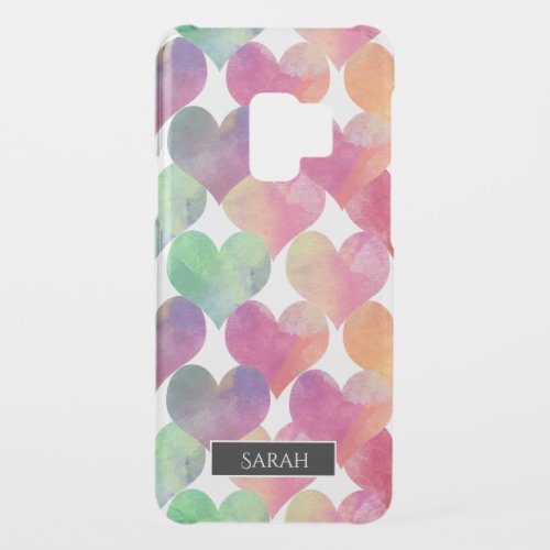 Lots of Love Hearts Watercolor Personalised Uncommon Samsung Galaxy S9 Case
