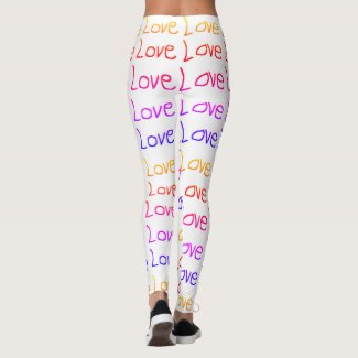 Lots of Love, Love, Love - Rainbow on White Leggings