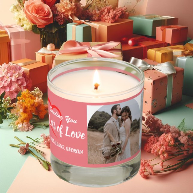 Lots of Love | Pink Personalized 3 Photos Scented Candle (Creator Uploaded)