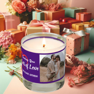 Lots of Love Purple Personalized 3 Photos Scented Candle