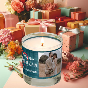 Lots of Love Silver Green Personalized 3 Photos Scented Candle