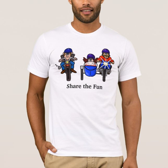 Lots of Motorcycle Riders Cartoon T-shirt (Front)