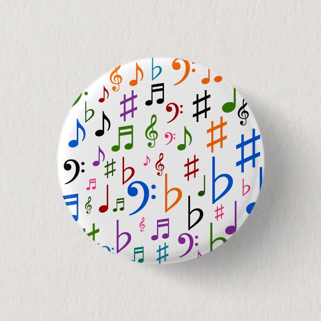 Lots of Musical Notes and Symbols Button (Front)