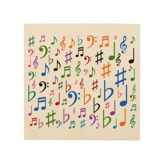 Lots of Musical Notes and Symbols Wood Wall Art (Front)