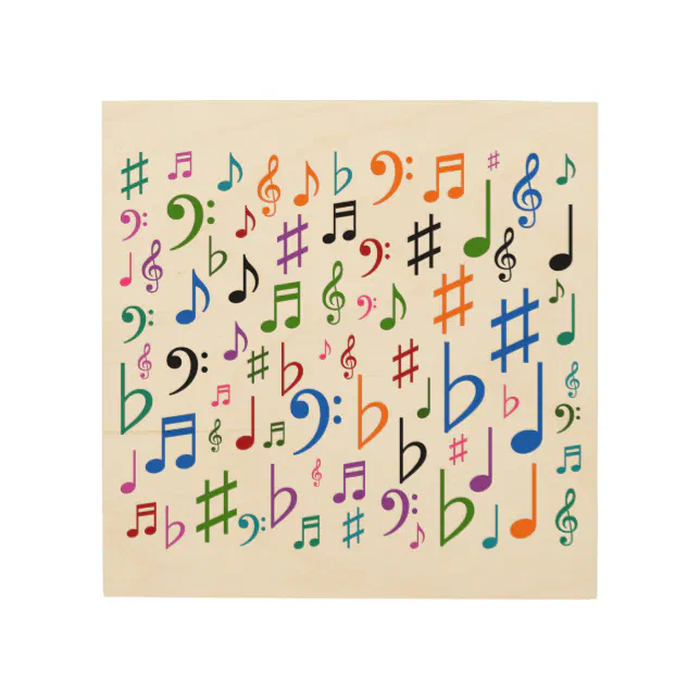 Lots of Musical Notes and Symbols Wood Wall Art | Zazzle