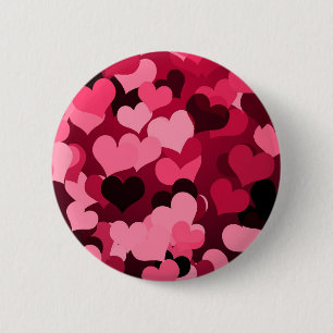 Lots of Pink Hearts, Cute Love Pattern Button