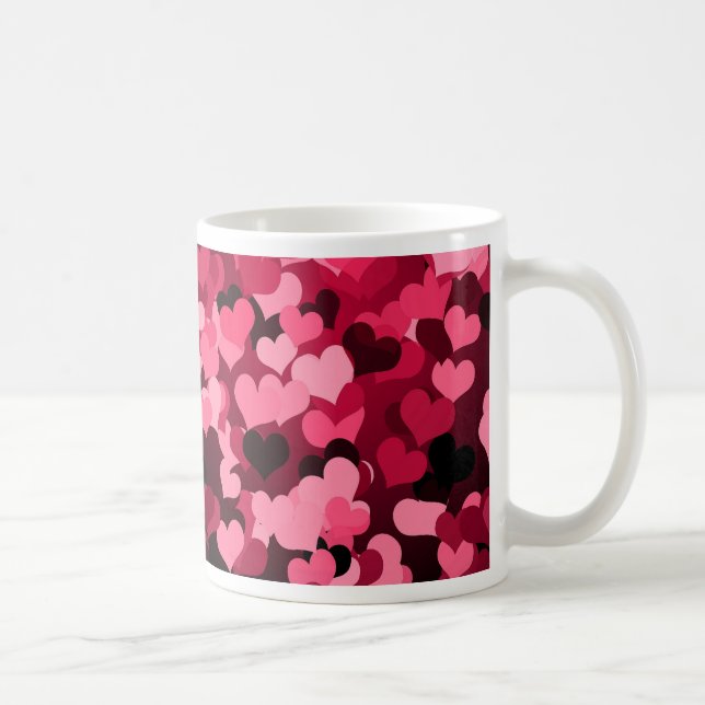 Lots of Pink Hearts, Cute Love Pattern Coffee Mug (Right)