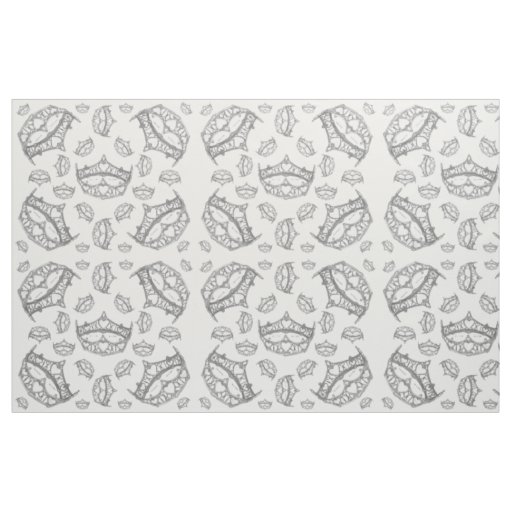 Lots of Queen of Hearts silver crowns tiaras Fabric