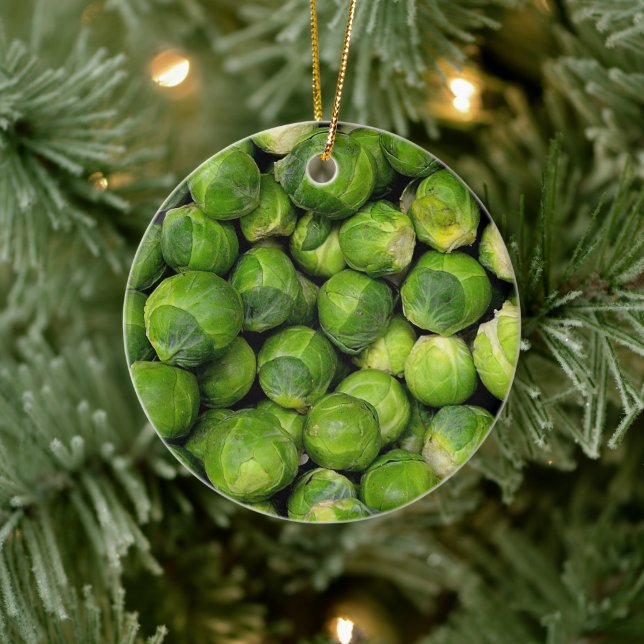 Lots of Raw Brussels Sprouts Ceramic Ornament (Tree)