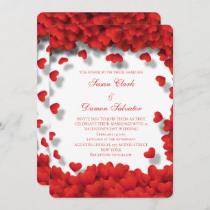 Lots Of Red Hearts Valentine's Wedding Day Invitation