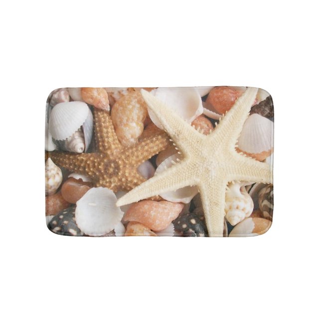 Lots of Seashells, Starfish Bathroom Mat (Front)