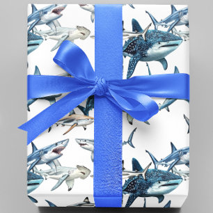 Lots of Sharks Watercolor Wrapping Paper
