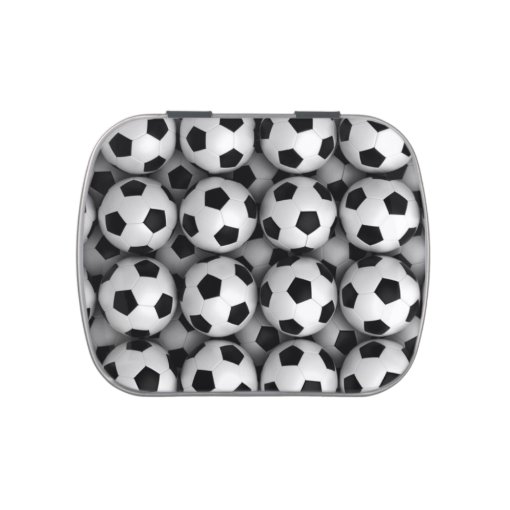 lots of soccer balls candy tin Zazzle