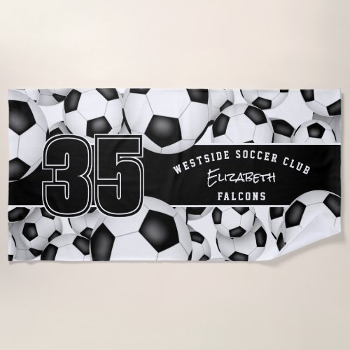 soccer player beach towel with team name