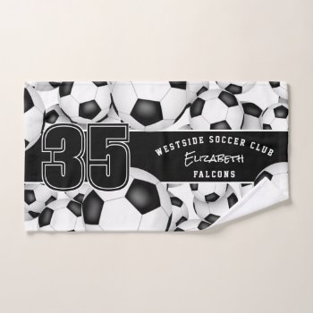Lots of soccer balls custom team athlete name hand towel