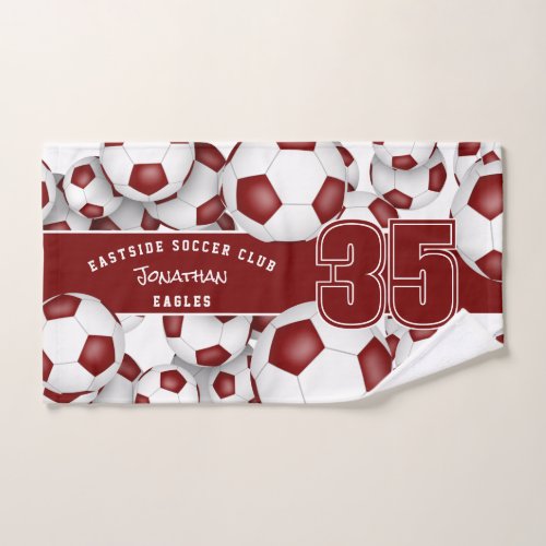 maroon gray soccer balls pattern beach towel